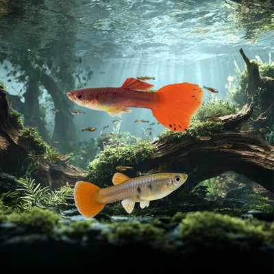 Scarlet Tailspot  Guppy and Fry Guppy fish – Peaceful Colourful Livebearer - Image 2